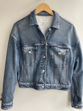 PRICE  DROP rag & bone Miramar Jersey Light Blue Cropped Denim Trucker Jacket